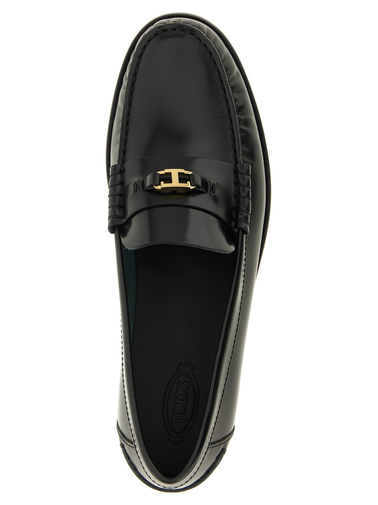 T Timeless Black Calfskin Slip-On Loafers