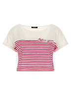 Fuchsia Cotton Marinière Cropped T-Shirt