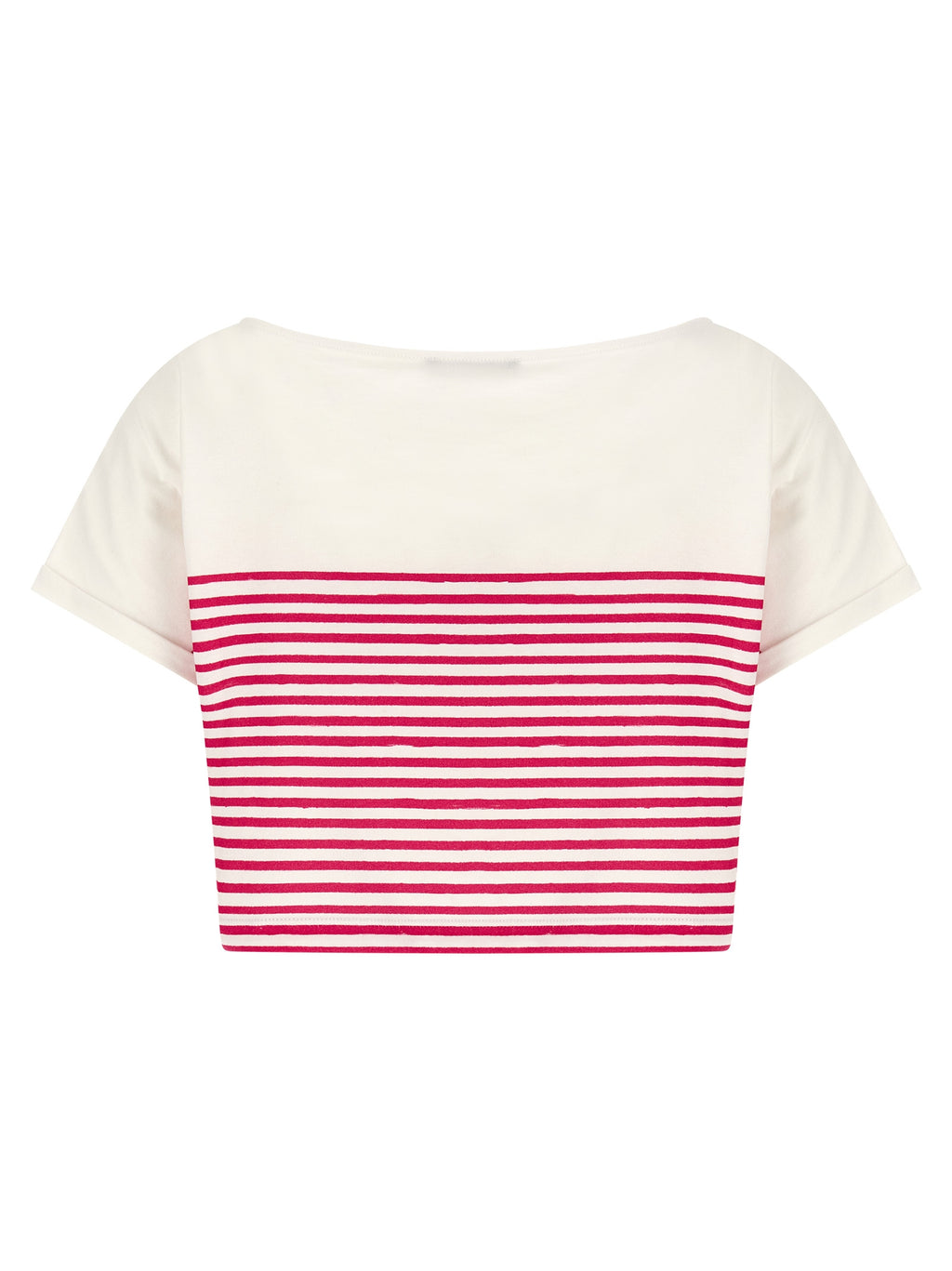 Fuchsia Cotton Marinière Cropped T-Shirt