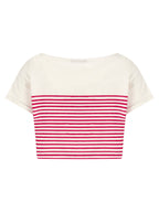 Fuchsia Cotton Marinière Cropped T-Shirt