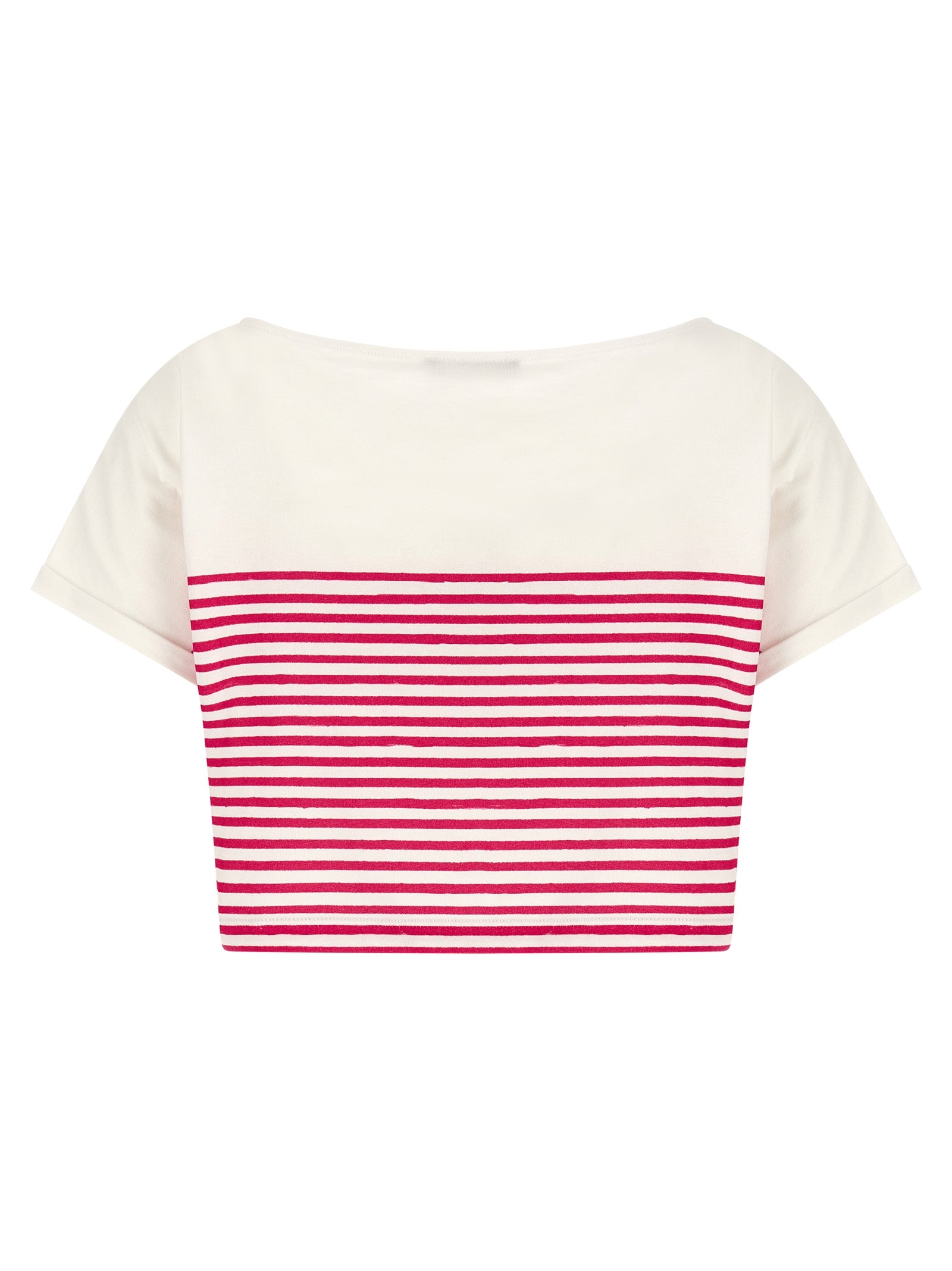 Fuchsia Cotton Marinière Cropped T-Shirt