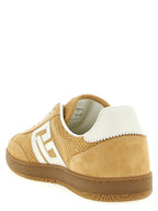 Beige Calfskin Suede Low-Top Sneakers