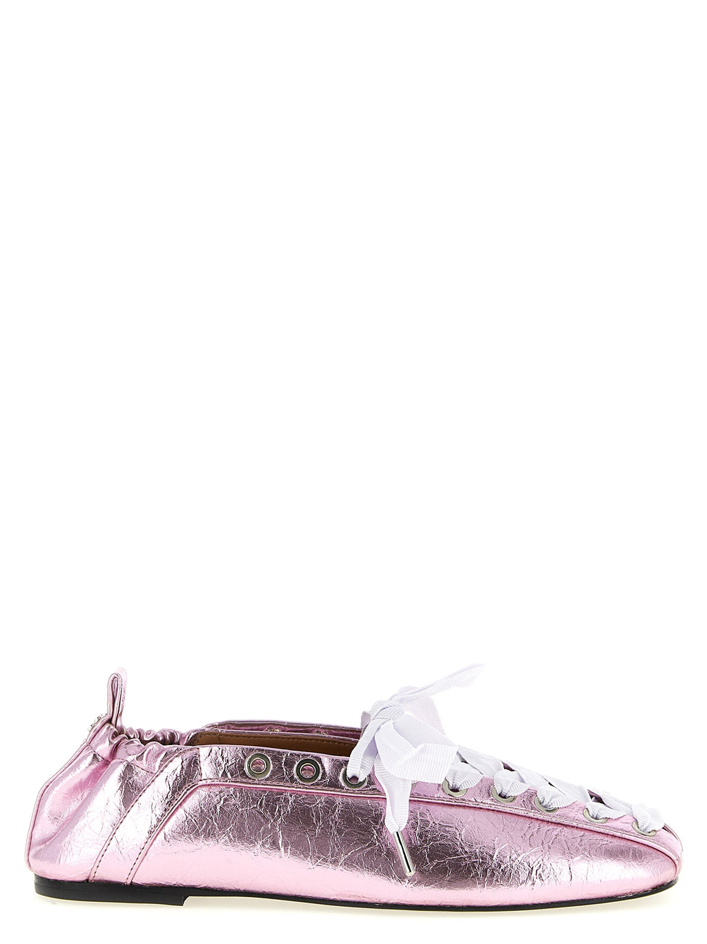 Pink Craquelé Metallic Polyethylene Ballet Flats