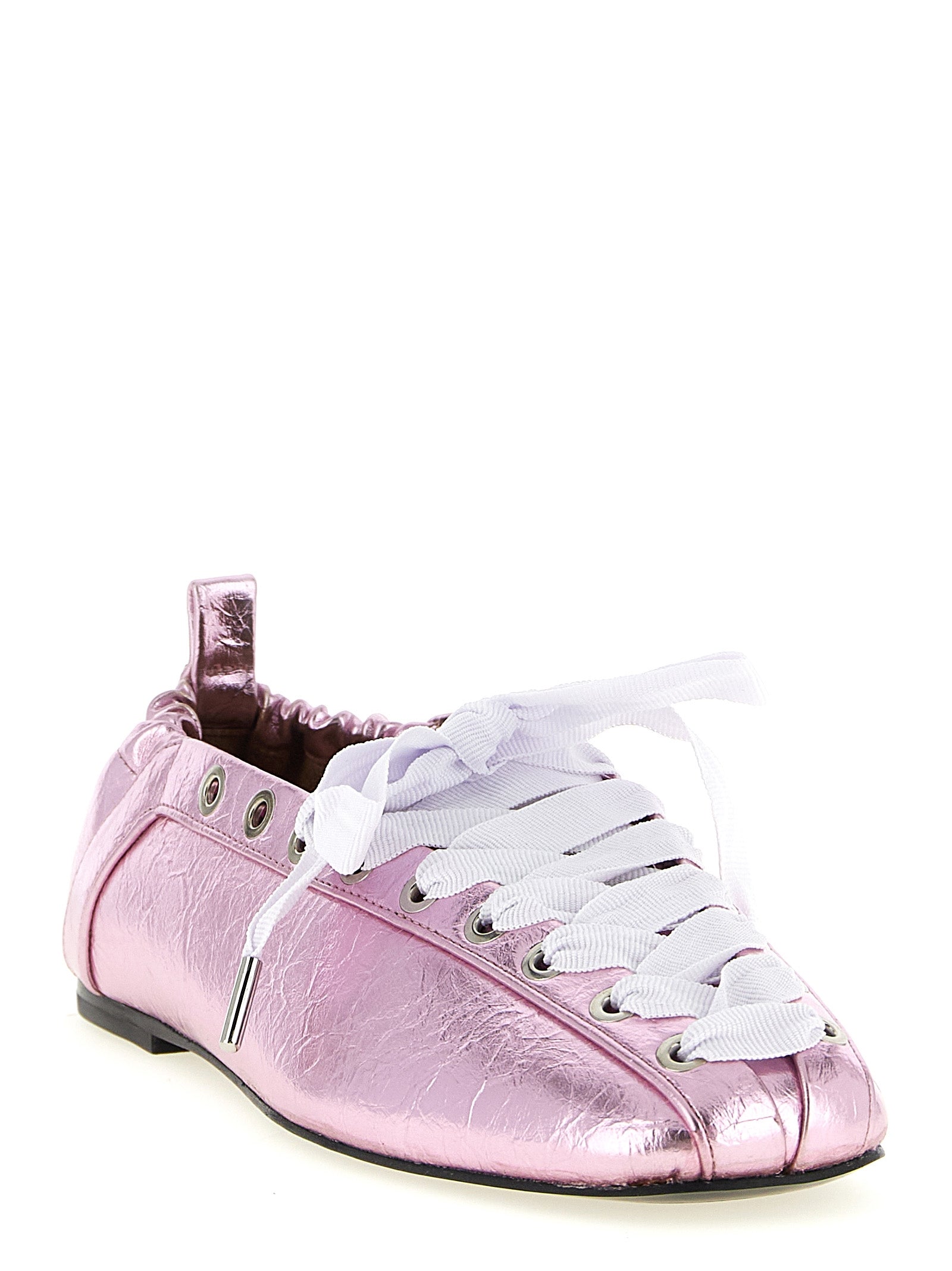 Pink Craquelé Metallic Polyethylene Ballet Flats