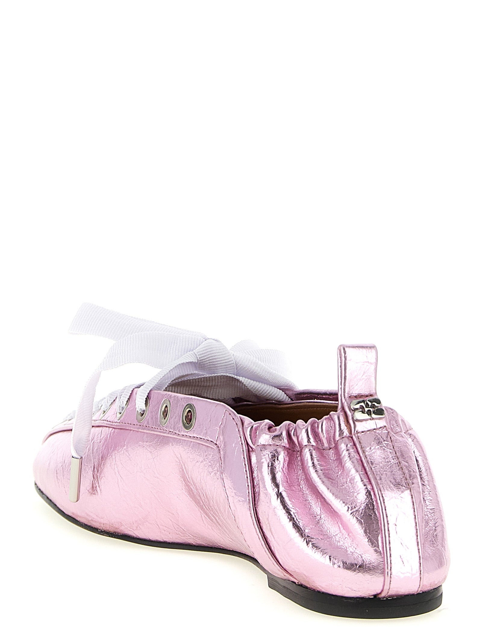 Pink Craquelé Metallic Polyethylene Ballet Flats