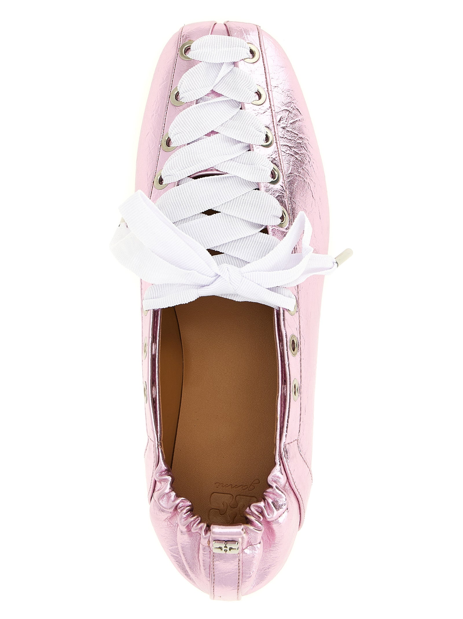 Pink Craquelé Metallic Polyethylene Ballet Flats
