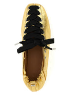 Gold Metallic Lace-Up Ballet Flats