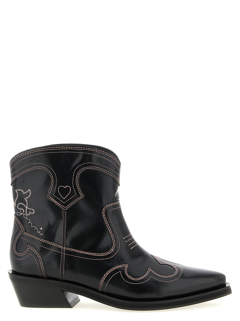 Low Shaft Embroidered Western Ankle Boots