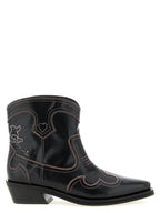 Low Shaft Embroidered Western Ankle Boots