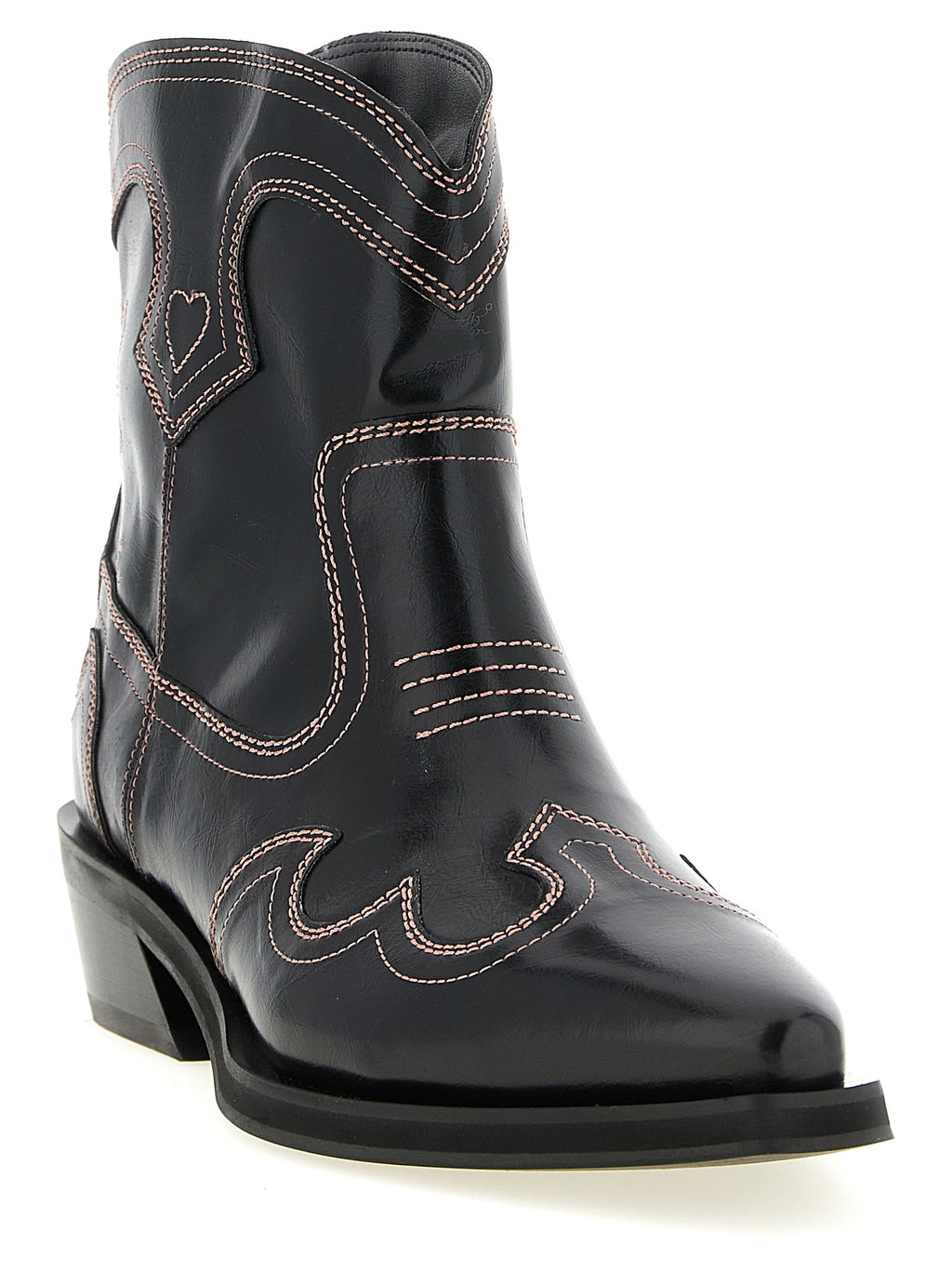 Low Shaft Embroidered Western Ankle Boots