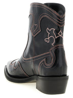 Low Shaft Embroidered Western Ankle Boots