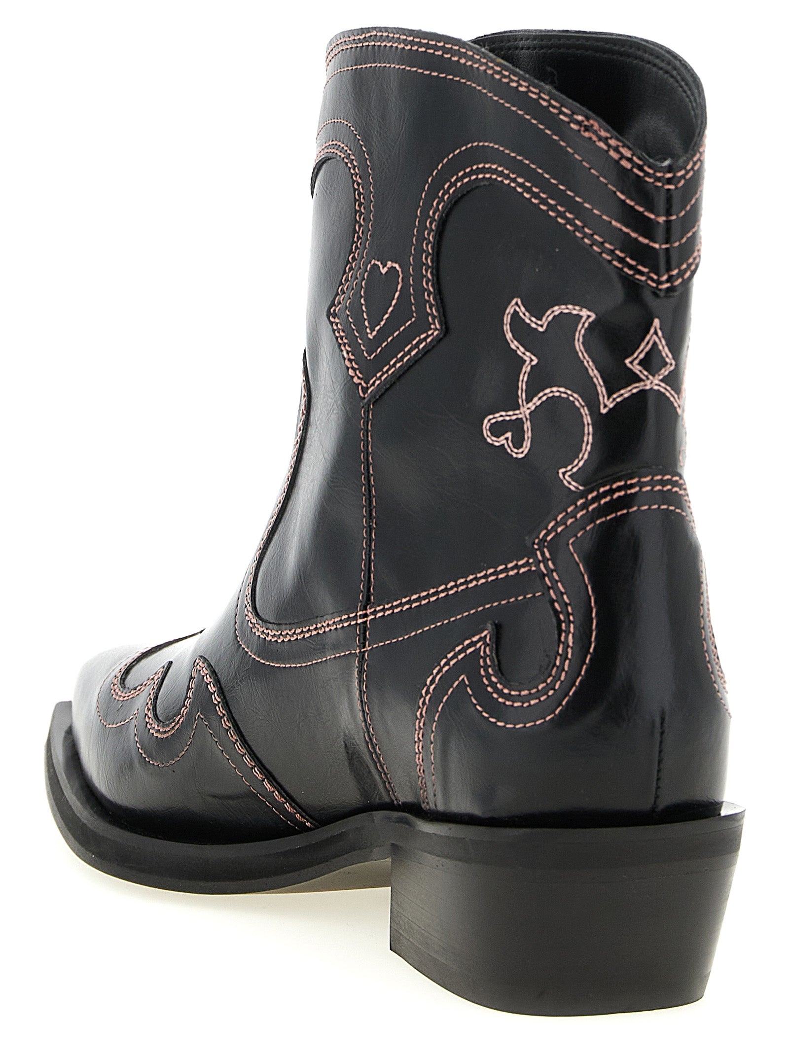 Low Shaft Embroidered Western Ankle Boots