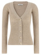 Mxmgioiosa Ribbed Beige Wool & Cashmere Cardigan