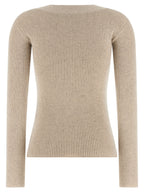 Mxmgioiosa Ribbed Beige Wool & Cashmere Cardigan