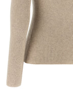 Mxmgioiosa Ribbed Beige Wool & Cashmere Cardigan