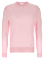 Pink Virgin Wool Crew Neck Cardigan