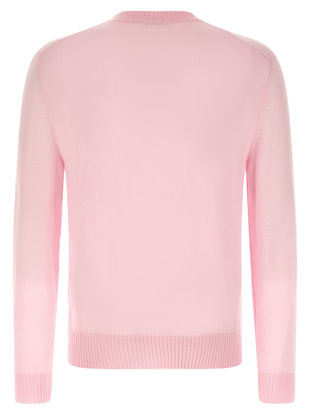 Pink Virgin Wool Crew Neck Cardigan
