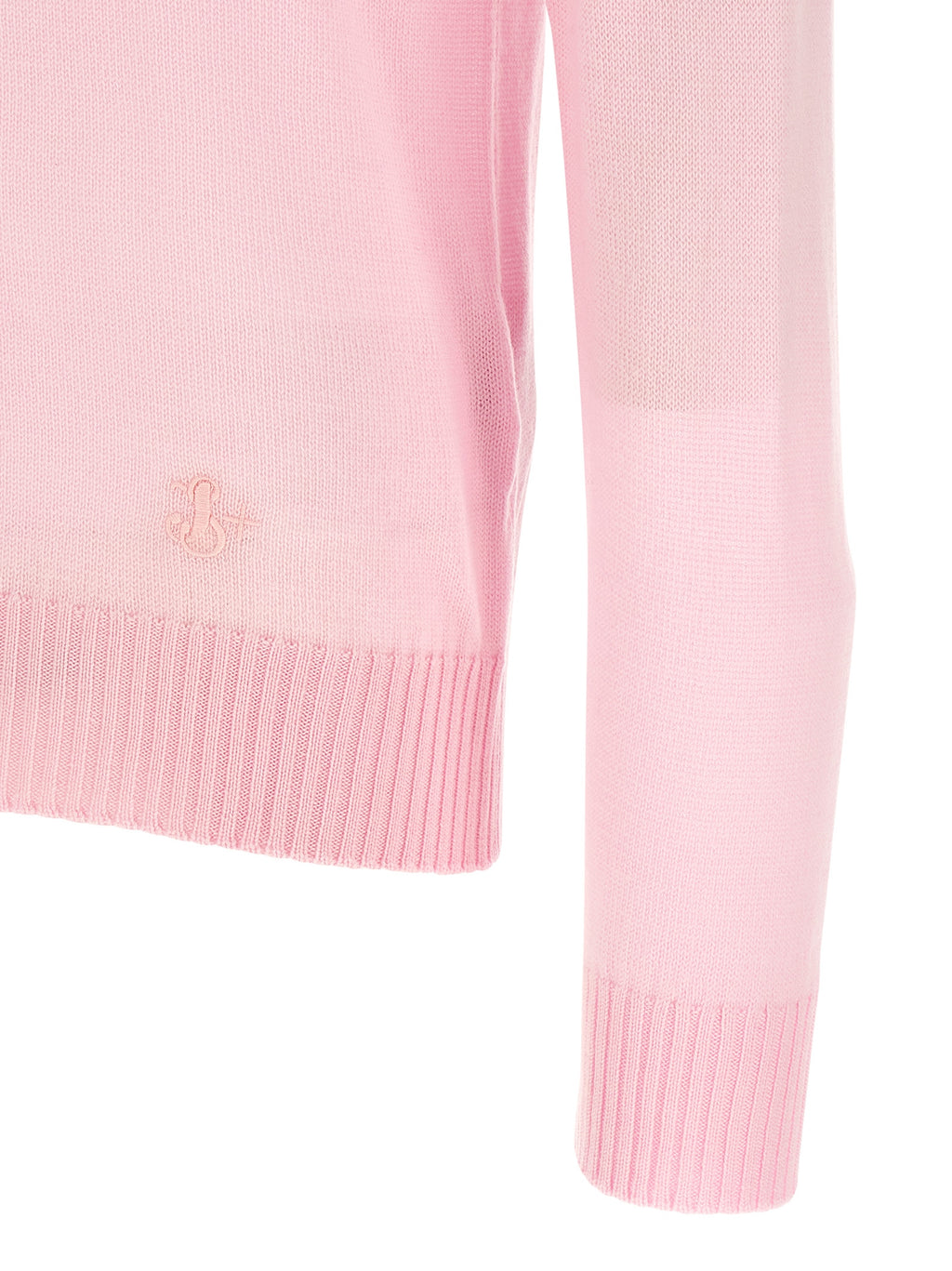 Pink Virgin Wool Crew Neck Cardigan