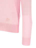 Pink Virgin Wool Crew Neck Cardigan