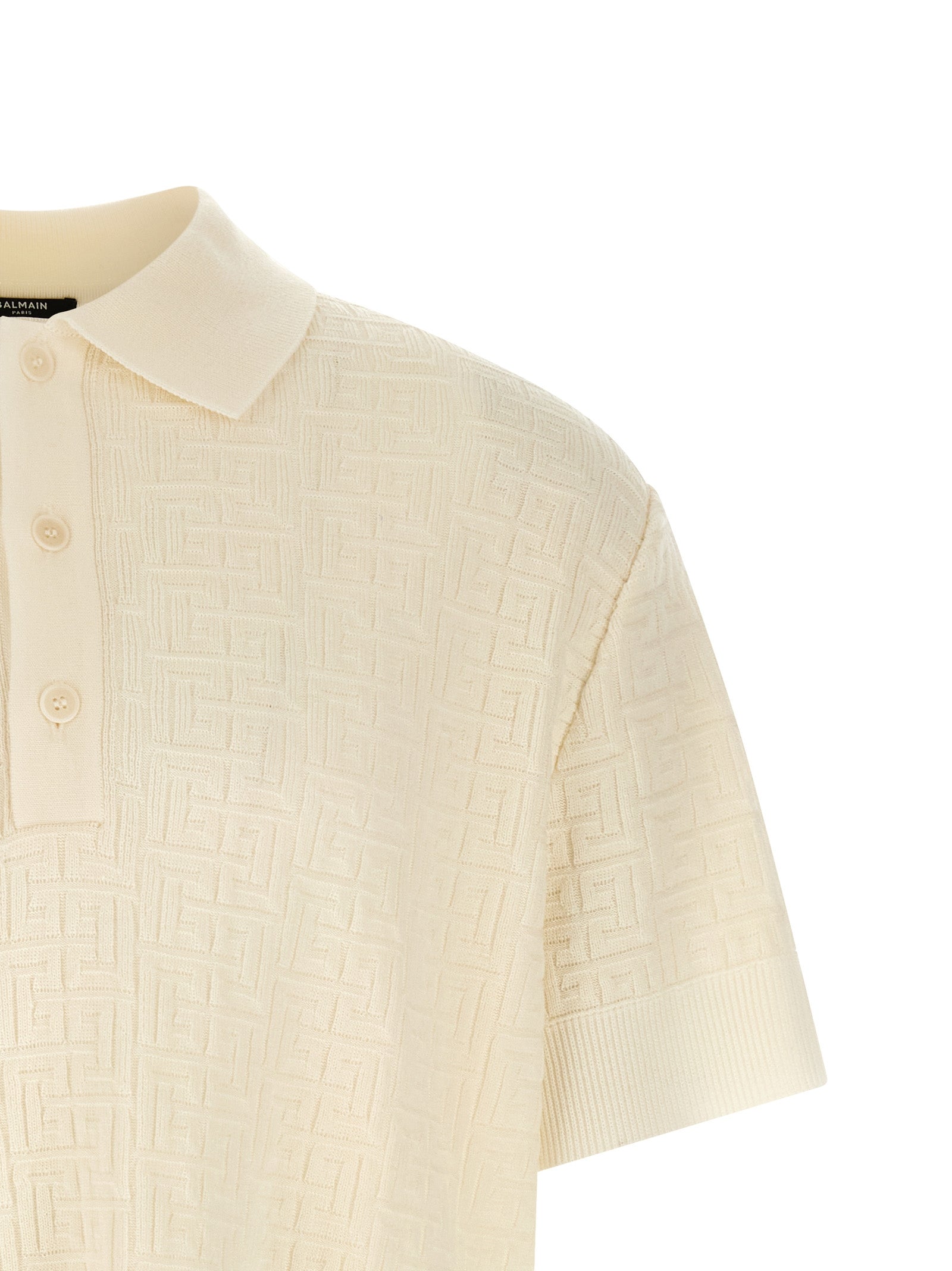 Wool and Linen Monogram Polo Shirt