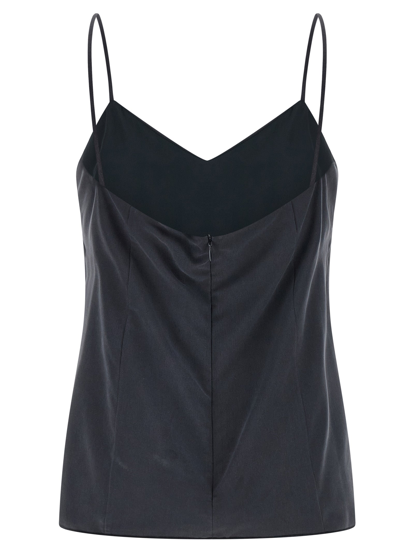 Gray Silk Sleeveless Top