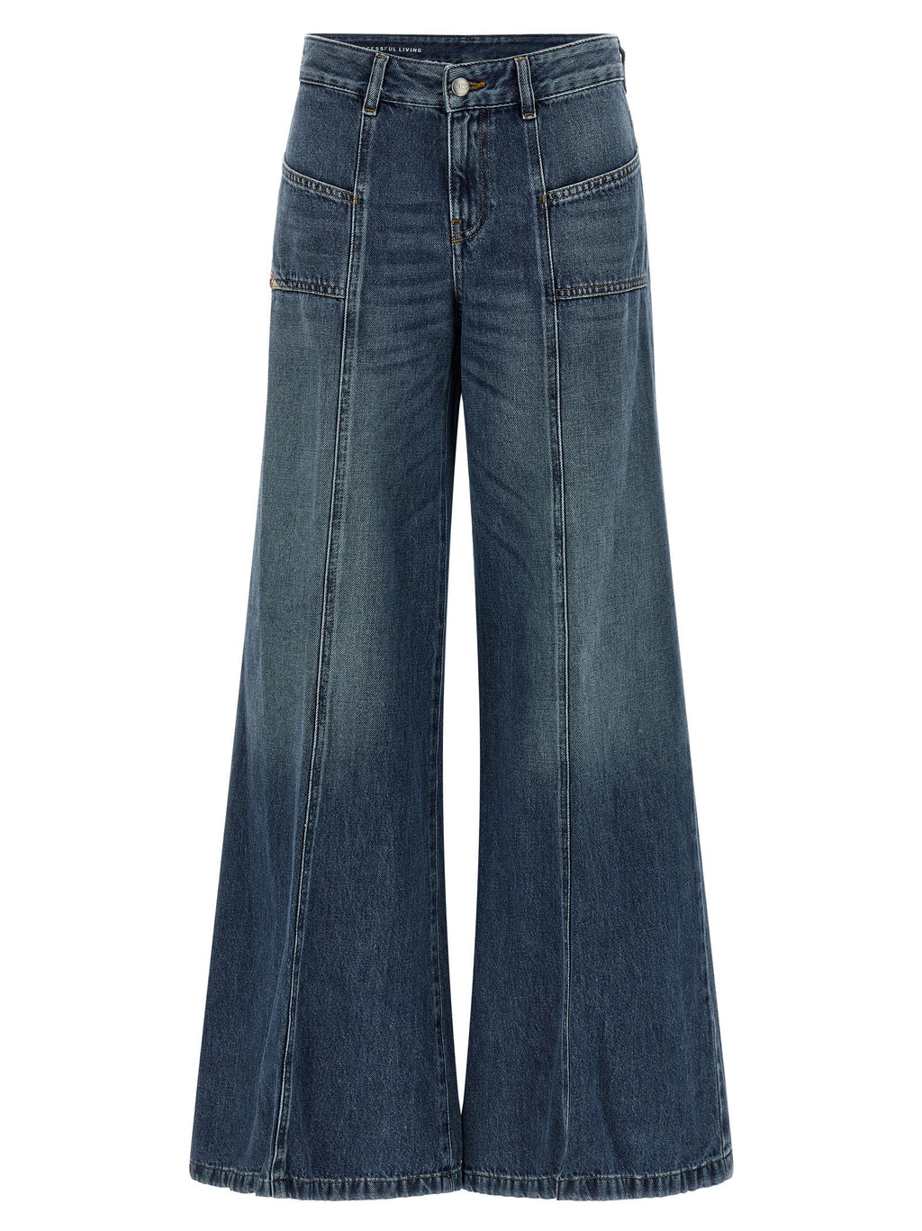 Cotton Stonewashed Flared Jeans