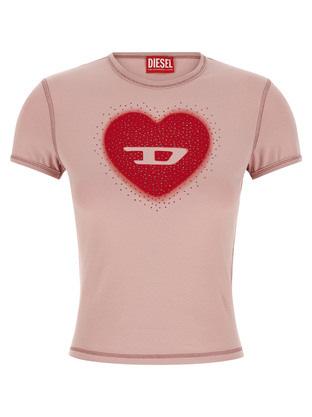 Pink Cotton Rhinestone Logo T-Shirt