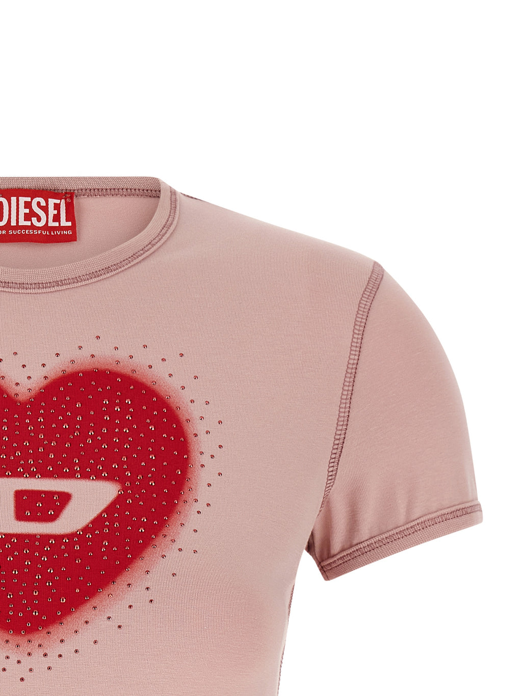 Pink Cotton Rhinestone Logo T-Shirt