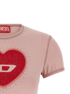 Pink Cotton Rhinestone Logo T-Shirt