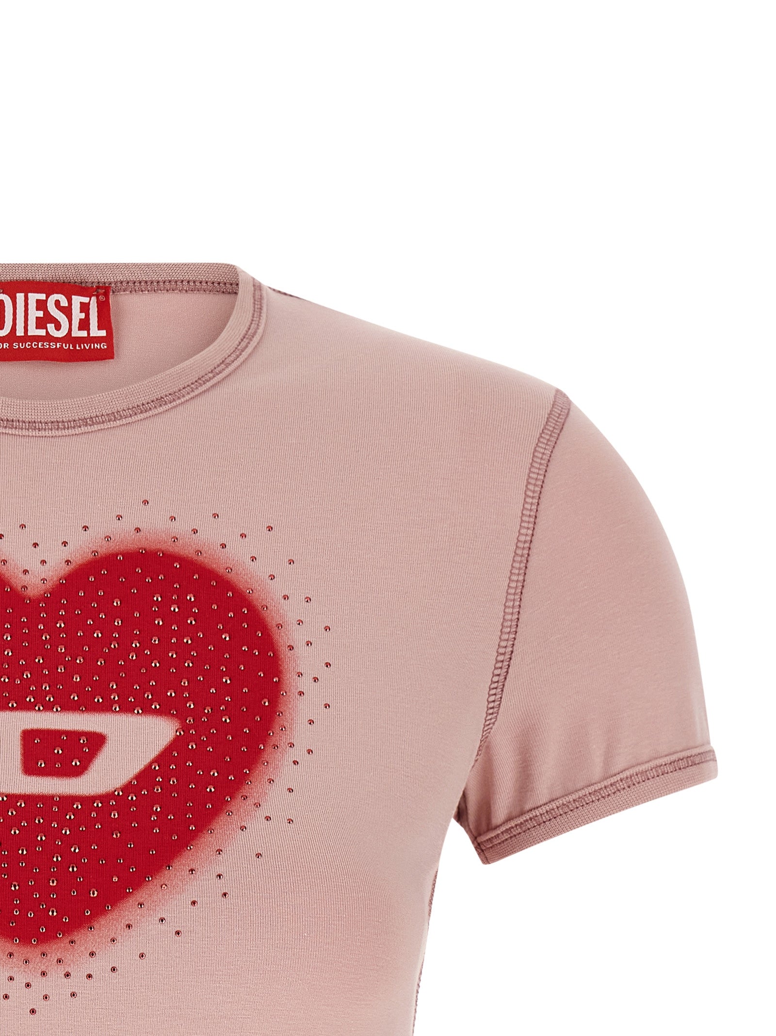 Pink Cotton Rhinestone Logo T-Shirt
