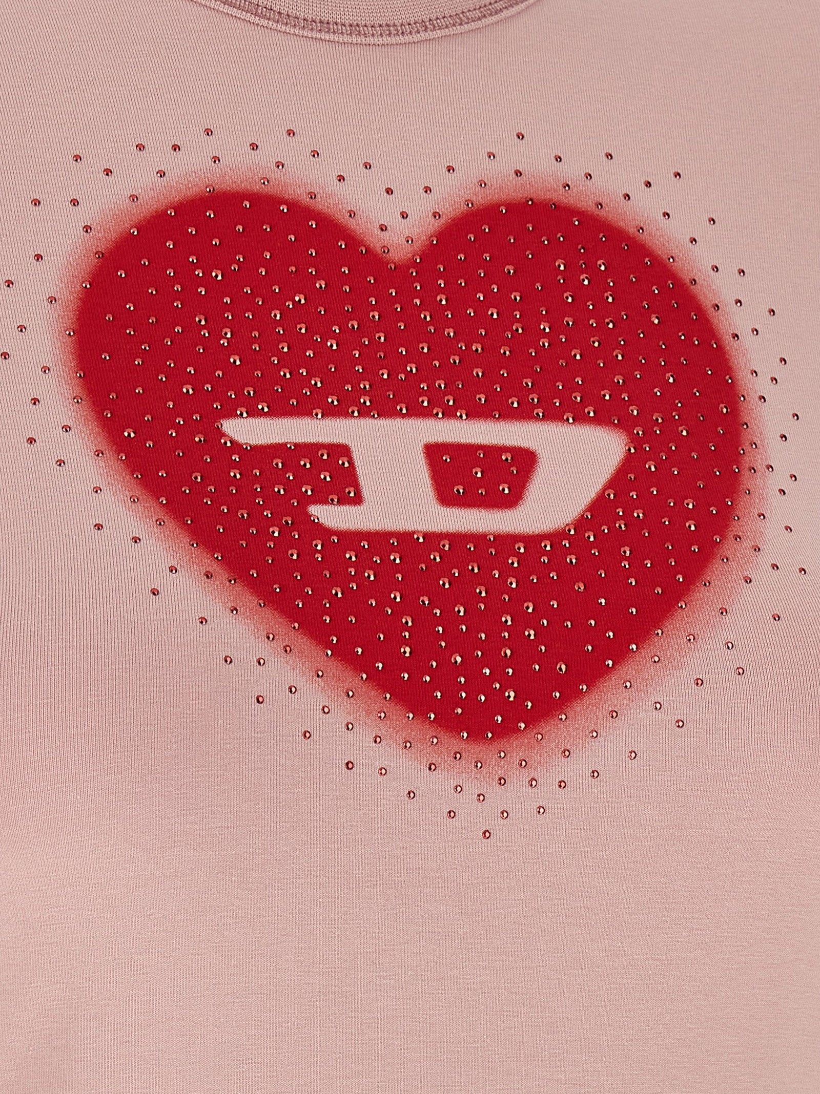 Pink Cotton Rhinestone Logo T-Shirt