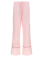 Pink Logo Jacquard Satin Pajama Pants
