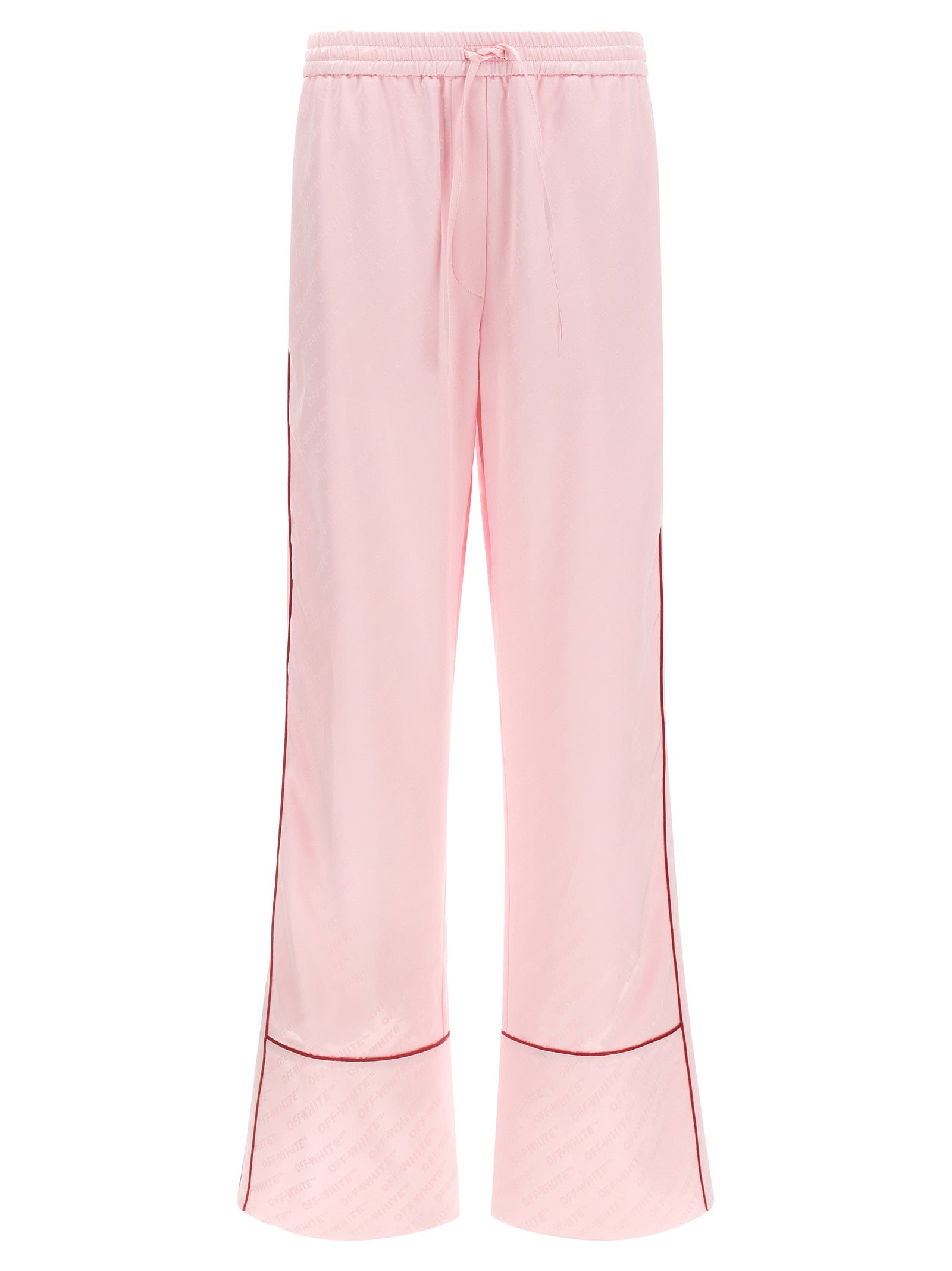 Pink Logo Jacquard Satin Pajama Pants