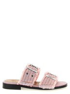 Organic Cotton Pink Fringed Slide Sandals