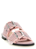 Organic Cotton Pink Fringed Slide Sandals