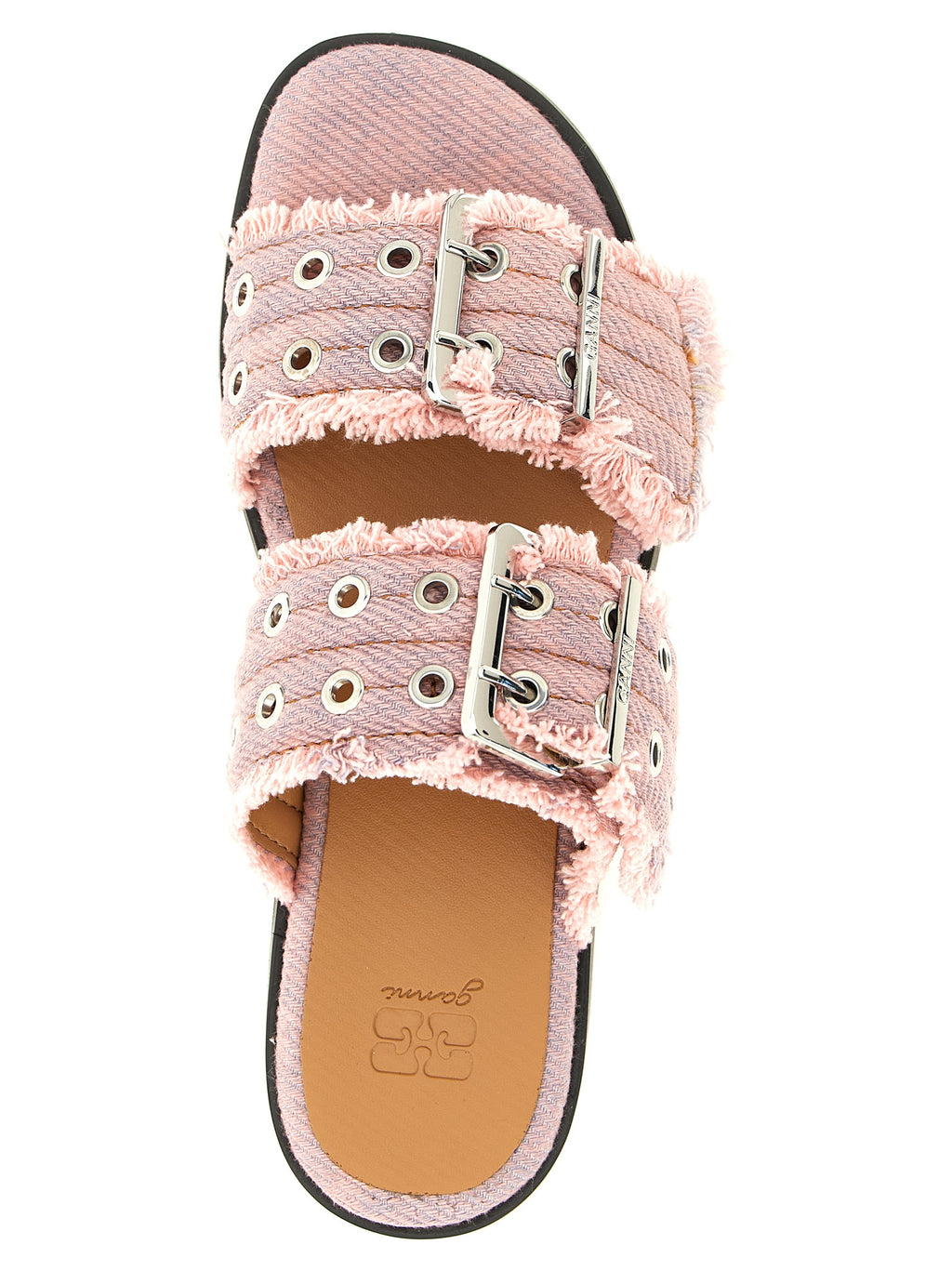 Organic Cotton Pink Fringed Slide Sandals