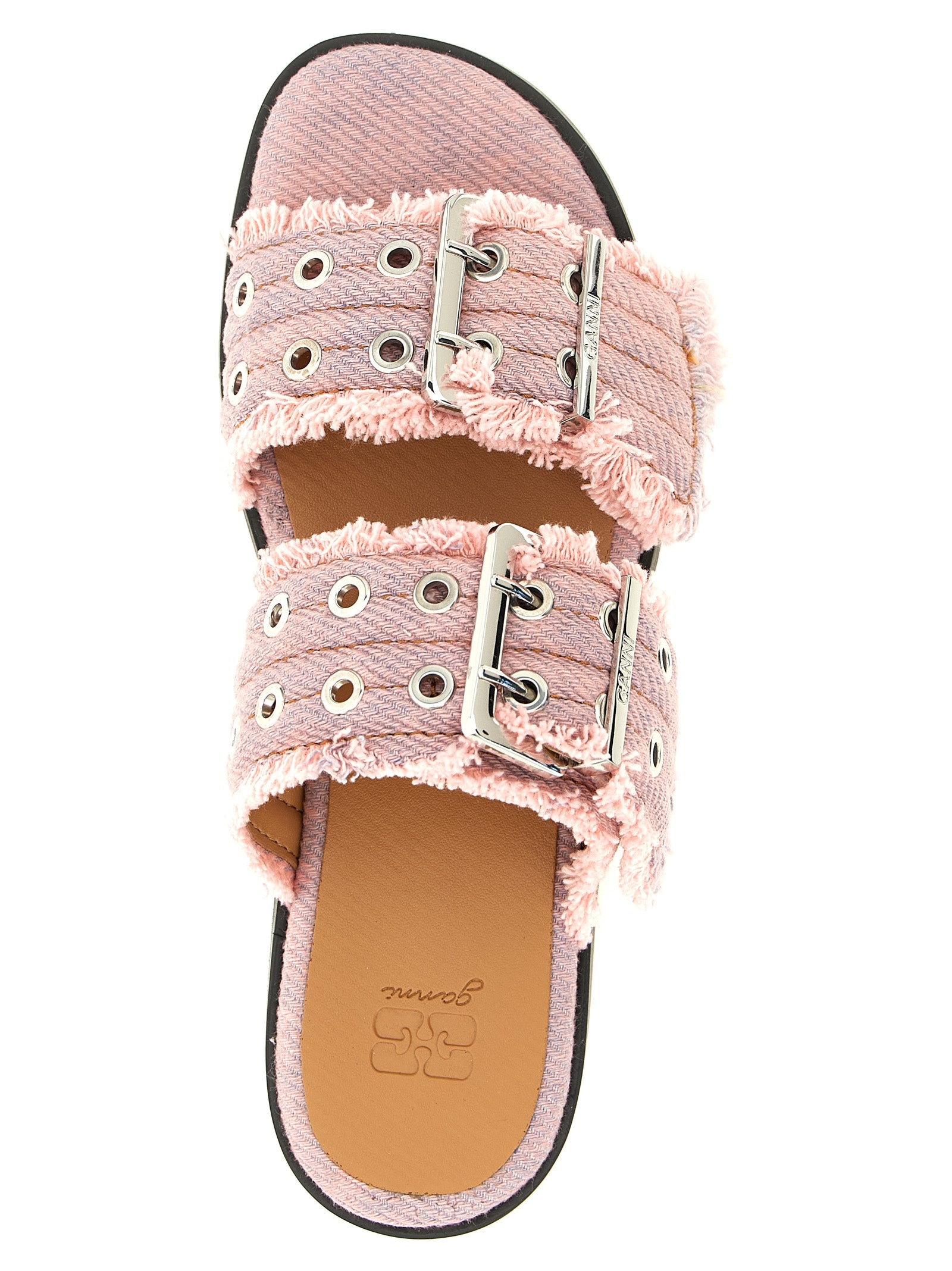 Organic Cotton Pink Fringed Slide Sandals