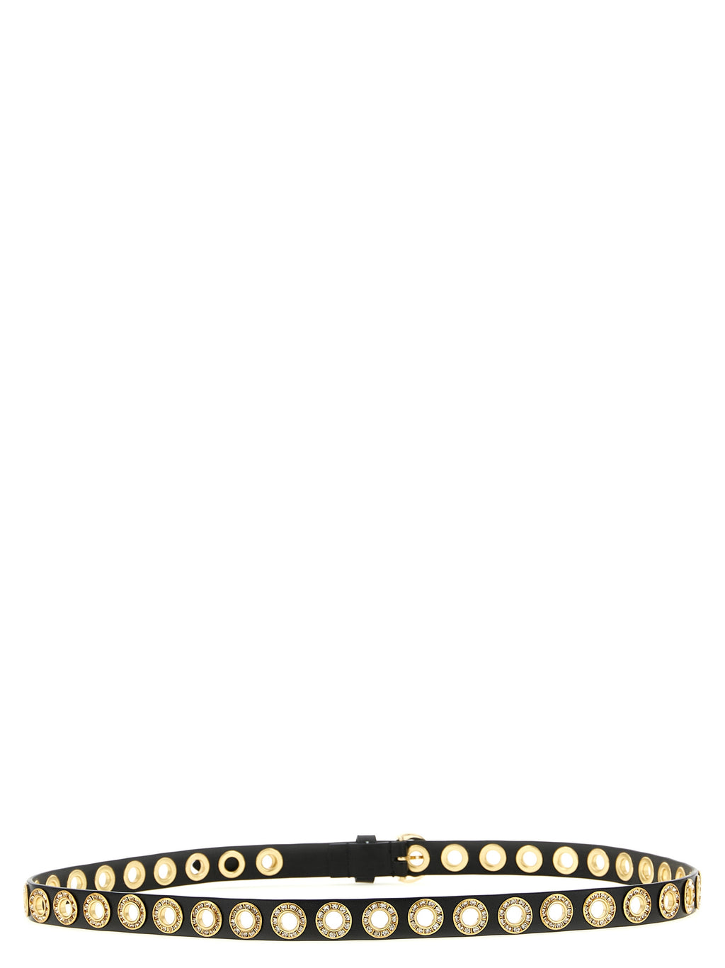 Black Leather-Effect Studded Belt
