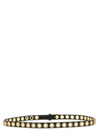 Black Leather-Effect Studded Belt