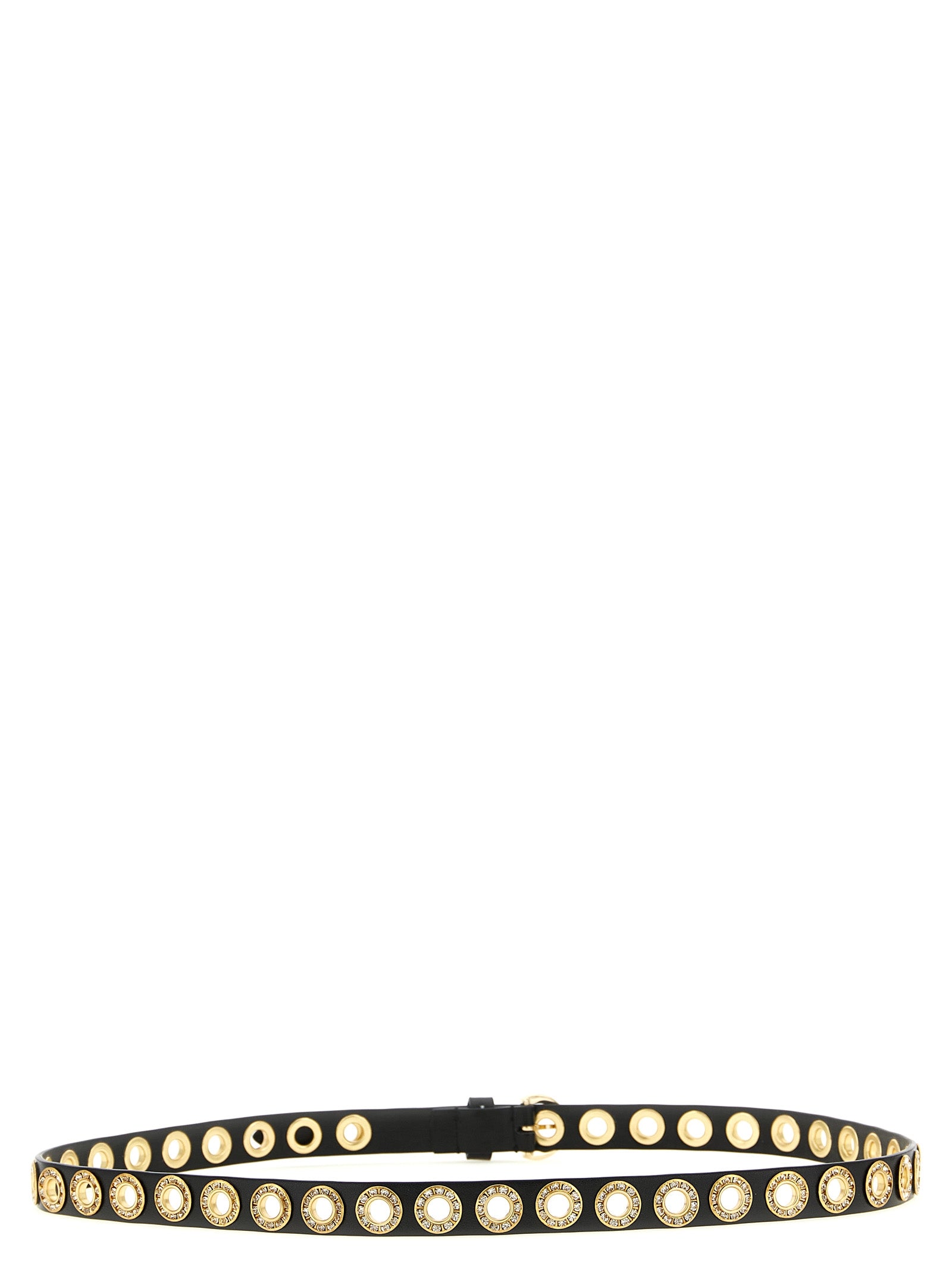 Black Leather-Effect Studded Belt