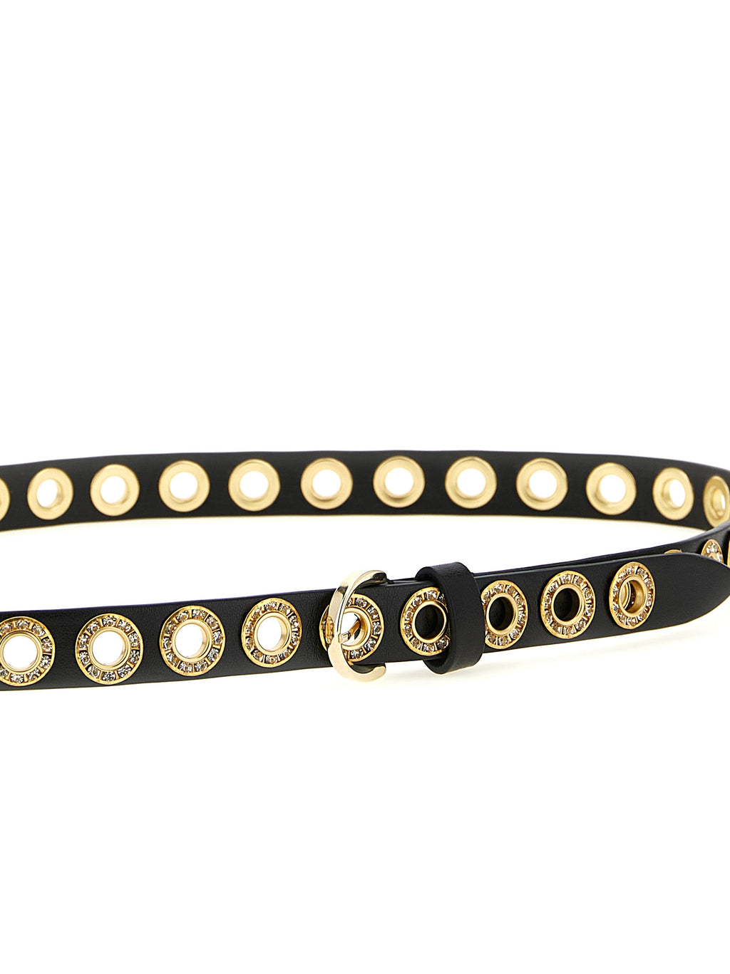 Black Leather-Effect Studded Belt