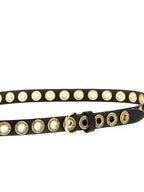 Black Leather-Effect Studded Belt