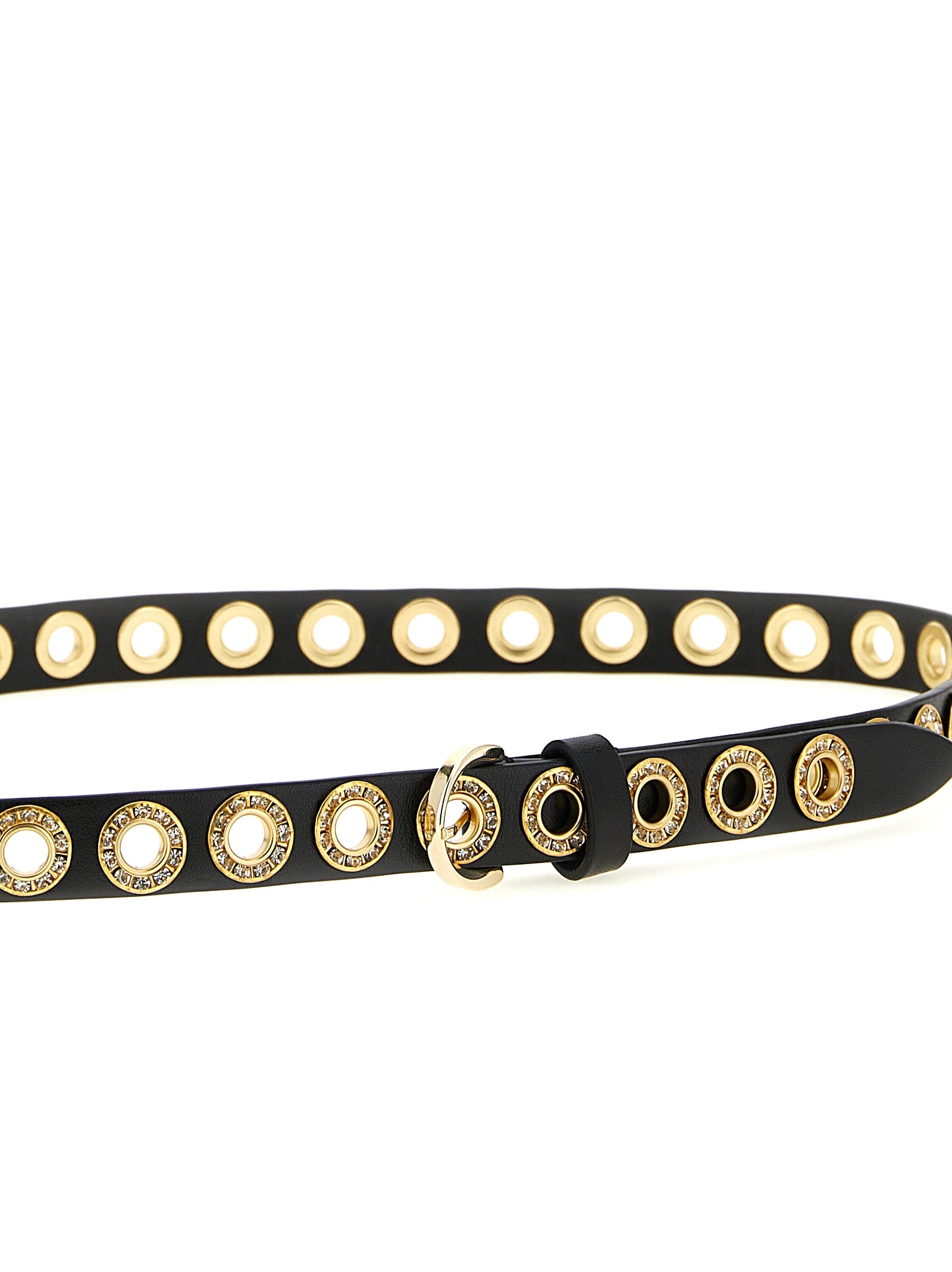 Black Leather-Effect Studded Belt