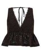 Cropped Cotton Blouse with Sangallo Embroidery