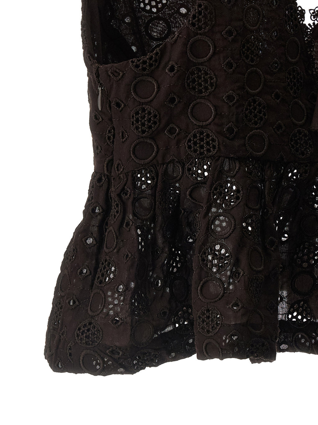 Cropped Cotton Blouse with Sangallo Embroidery