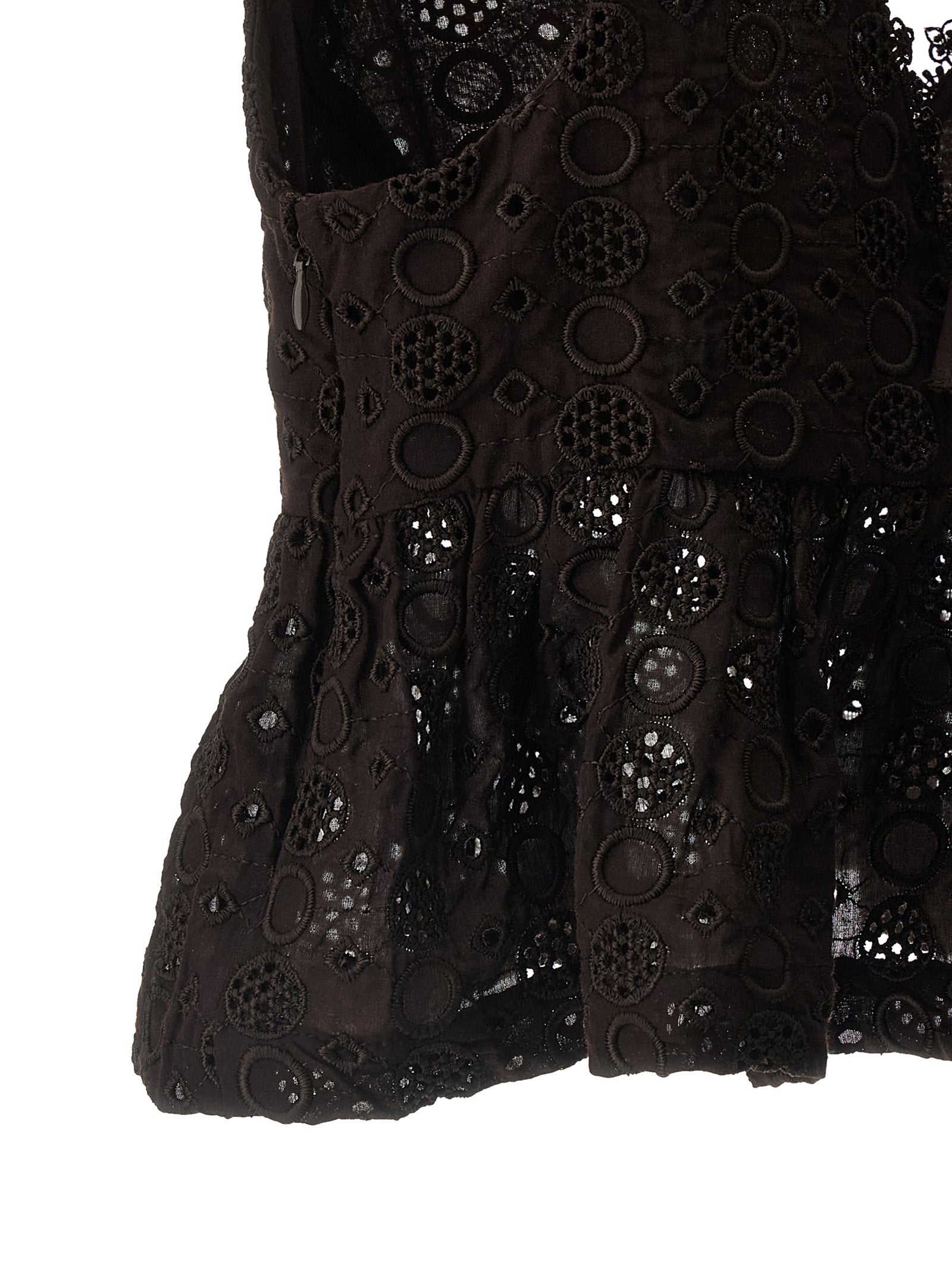 Cropped Cotton Blouse with Sangallo Embroidery