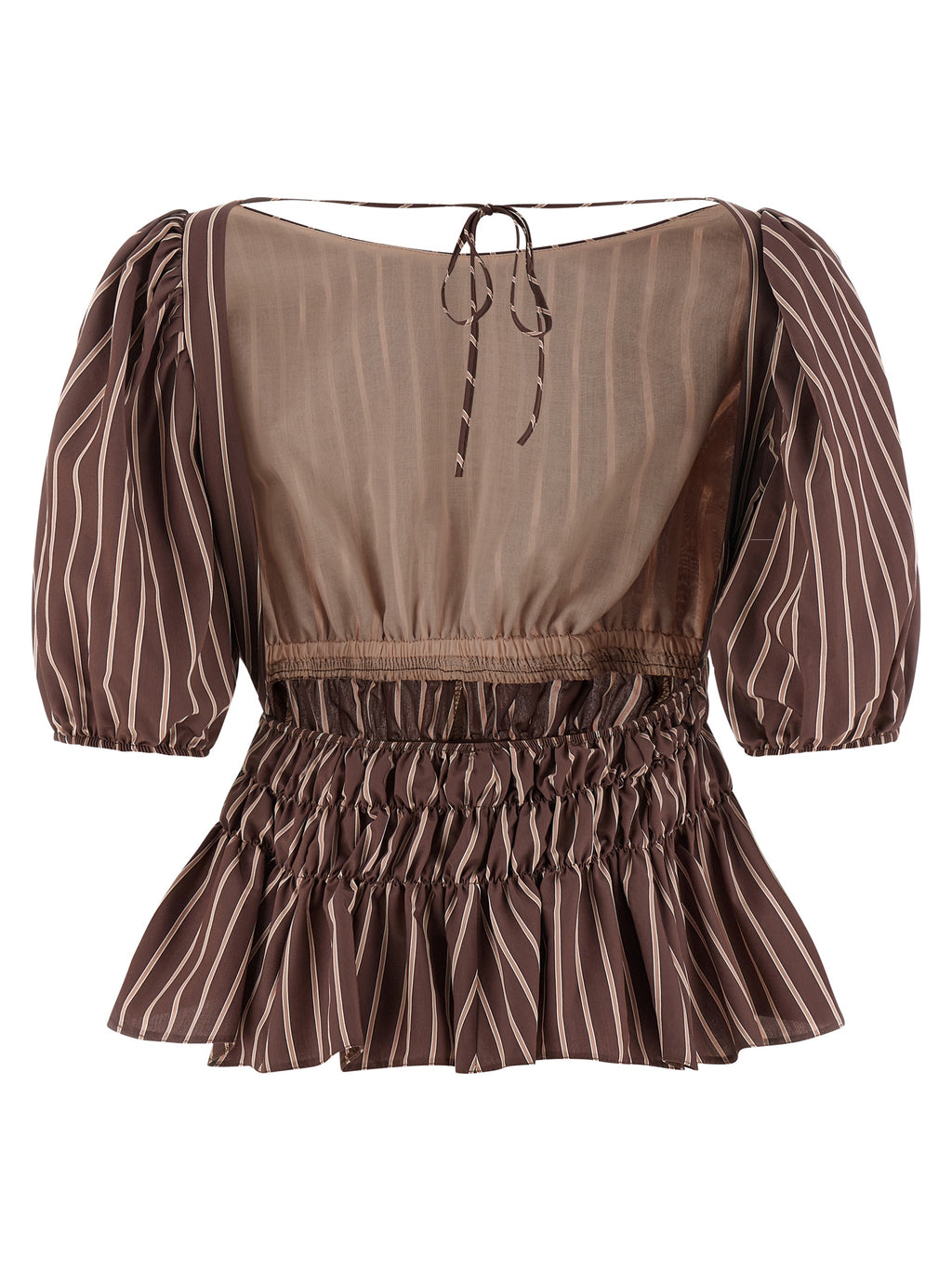 Viscose Striped Boat Neck Top