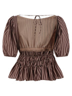 Viscose Striped Boat Neck Top