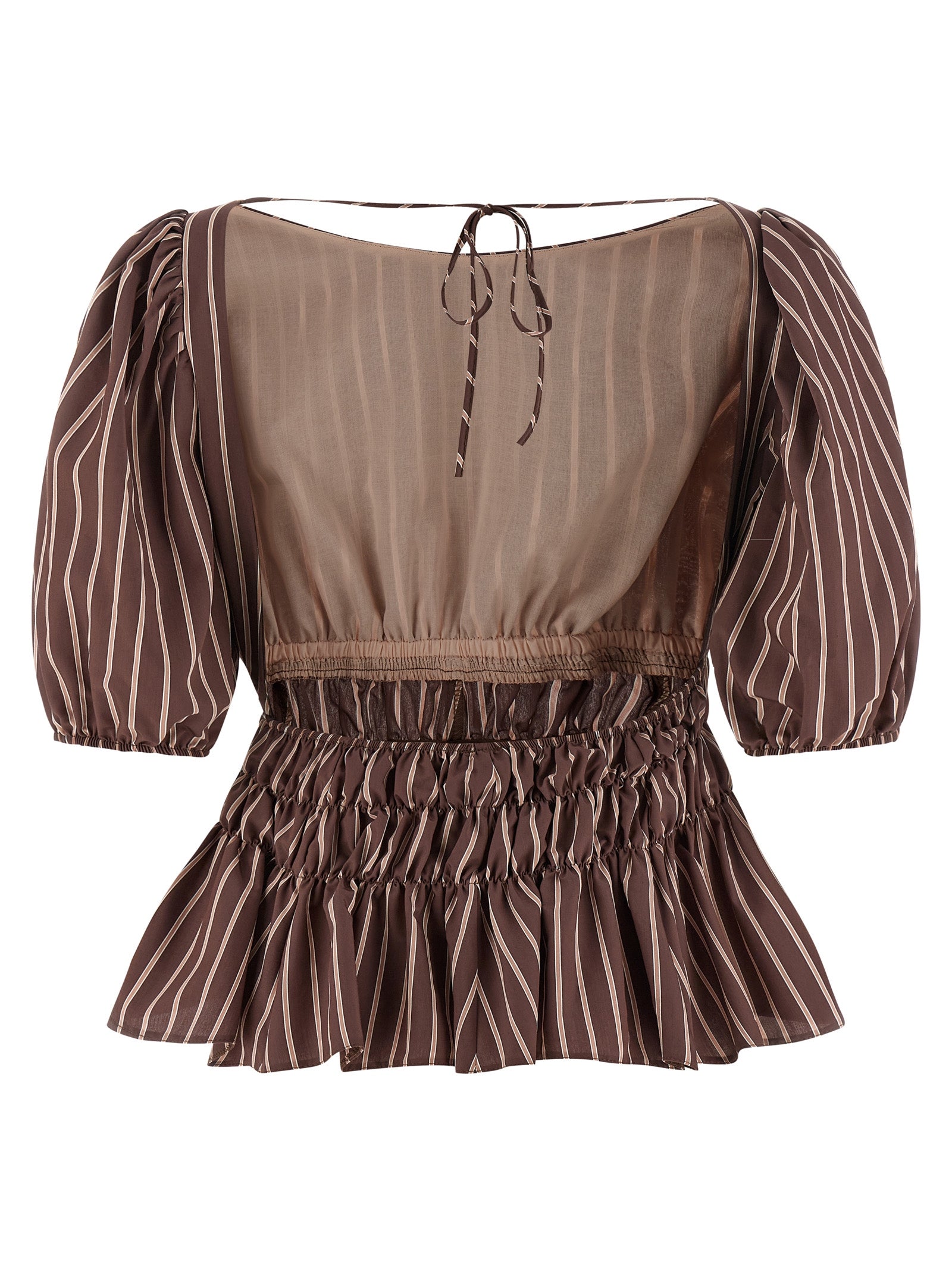 Viscose Striped Boat Neck Top