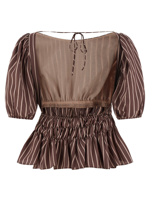 Viscose Striped Boat Neck Top